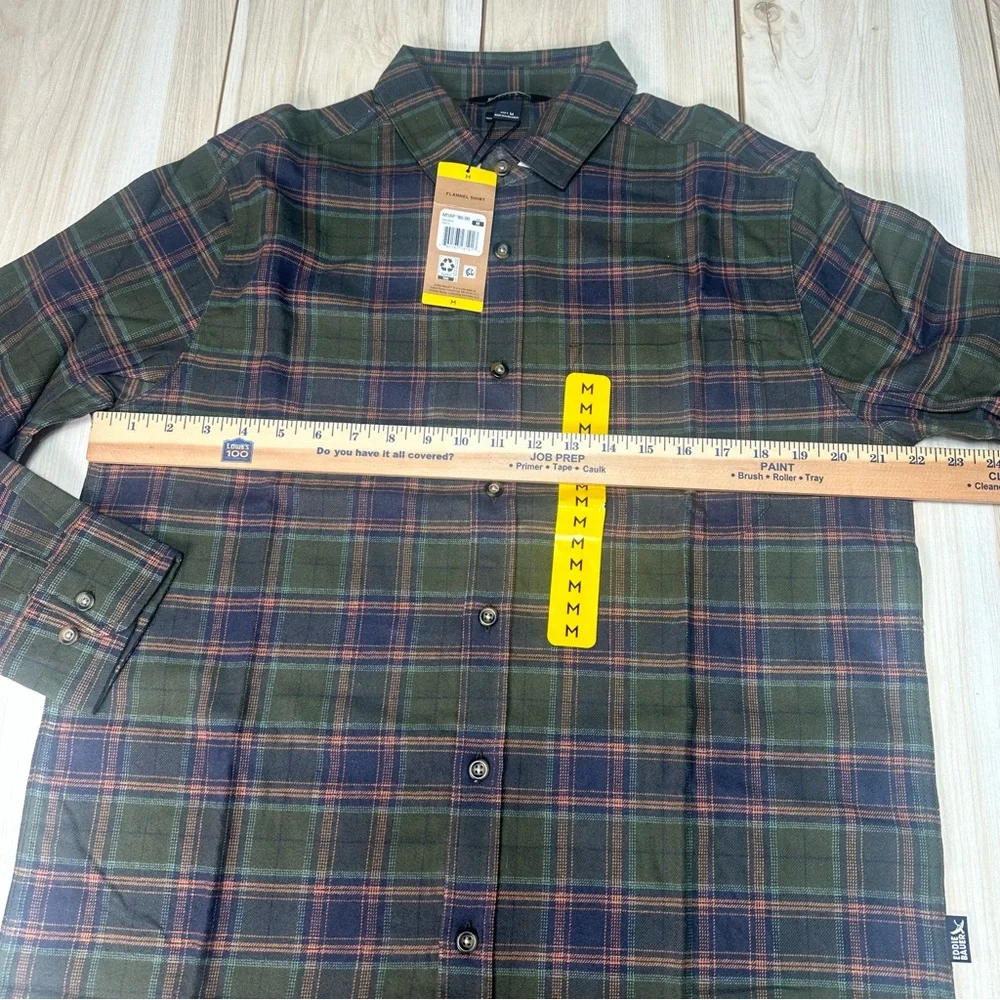 Eddie Bauer Men's Flannel Shirt Size Medium Green New - Picture 9 of 13